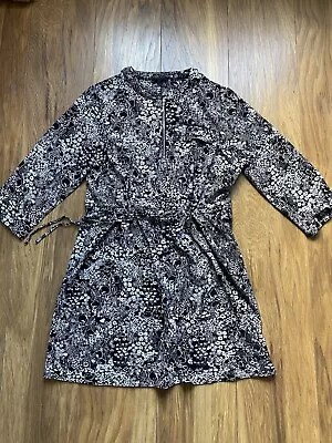 Ex-Matalan Floral Belted Dress Size 16 Very Good Condition • £7