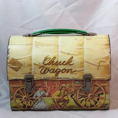 Vintage Chuck Wagon Dome Metal Lunch Box Lunchbox Aladdin 1958 • $99