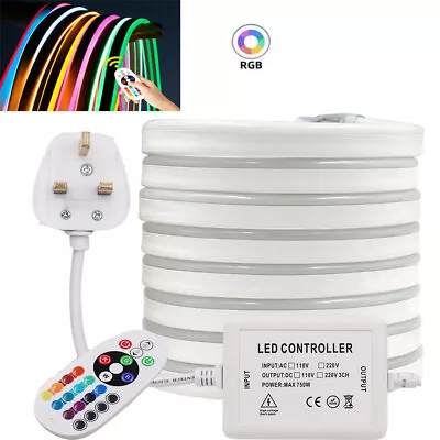 £70.79 • Buy 220V 240V LED Neon Flex Rope Light Strip Flexible Outdoor Lighting Waterproof UK
