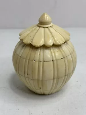 Vintage Round Lidded Bone Box/Jar With Spherical Fruit Like Ridges • $19.99