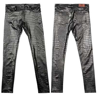 Men Alligator Pattern Texture Faux Leather Pants Leggings Trousers Fleece Lined • $42.94