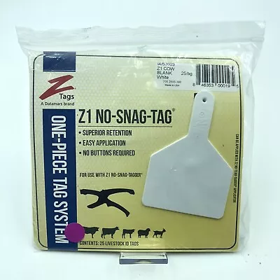 Z-Tag One Piece Cow Identification Ear Tags - 25ct White Blank • $39.95