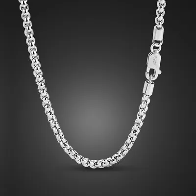 Solid 925 Sterling Silver 3mm Round Box Chain Necklace 18 -28  For Women & Men • $24.85