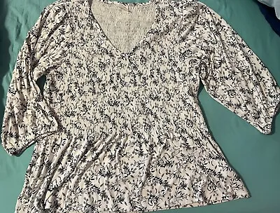 NWT MATILDA JANE Good Hart Black & White Smocked Blouse Size XL • $30
