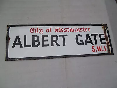 Vintage  Albert Gate SW1  Enamel London Street Sign • £650