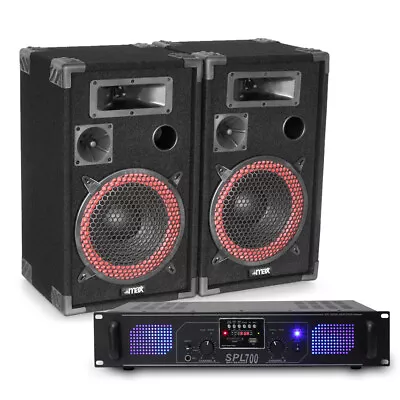 2x MAX  10  Party PA Speakers + Amplifier + Cables Disco DJ Sound System 600W • £269