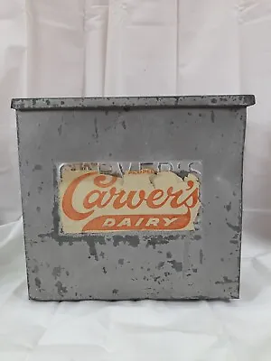 Antique Galvanized Carver's Dairy Front Porch Metal Milk Box Boyertown PA Rare • $150