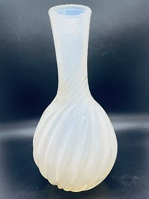 MIKASA Opalescent White Studio Art Glass Swirl 10  Vase Handcrafted Kurata Japan • $29.95