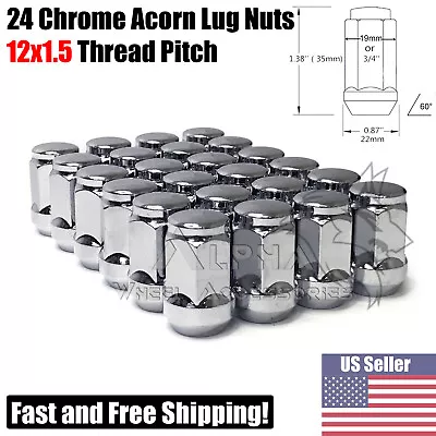 24 Chrome Bulge Acorn Lug Nuts 12x1.5 Fits Toyota 4Runner Tundra FJ Tacoma • $21.95