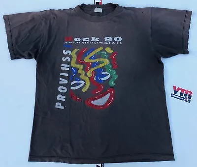 $99.99 • Buy RARE Vintage ROCK 90 PROVINSSI FINLAND Concert T Shirt M Med WORN Stone Roses 