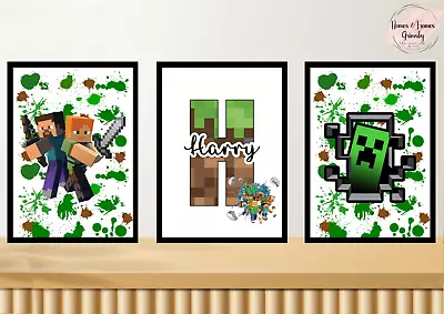 Personalised Minecraft Gaming Theme Birthday Gift Poster Christmas Superhero Set • £29.97