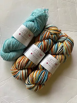 NEW 3 Hanks DK Superwash Yarn Loft Hand Dyed Merino Wool Fish In Bags 693 Yds  • $45.99