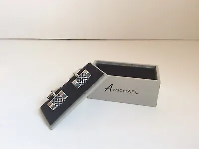 £14.99 • Buy A MICHAEL Cufflinks BOXED Quality Set Men Women Smart Silver Chequered Black Gre