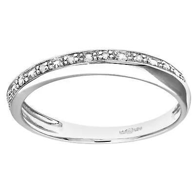 9ct White Gold Jewelco London 2pts Diamond Pave Edge Half Eternity Ring 3mm • $167.96