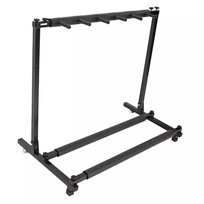 Triple Folding Multiple Guitar Holder Rack Stand Black It Can Hold 5 NEW   • $29.77