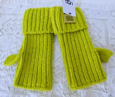 NEW UGG Fingerless Mitts Cuff Gloves Relish Green Acrylic Lime Green • $39.99