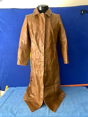 Gap Vintage Camel Brown Leather Trench Coat Jacket Women's Size Large • $149.79