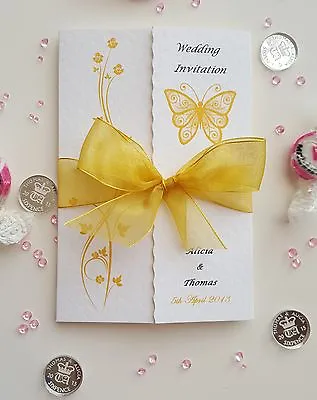£12 • Buy Wedding Day Or  Evening Invitations - Personalised Gatefold  With Butterflies