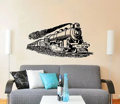 Train Wall Decal Vinyl Stickers Locomotive Nursery Decor Bedroom Boy Room ZX108 • $22.99