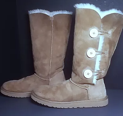 UGG Bailey Button Triplet Tall Women's Boot Chestnut Size 10 • $59.95