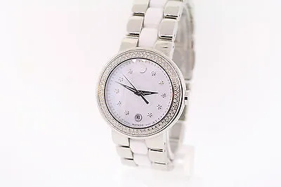$711.75 • Buy Ladies Movado 0606625 CERENA Stainless Steel & Ceramic Diamond Accented Watch