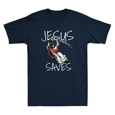 Jesus Saves Volleyball Funny Volleyball Team Gift Humor Jesus Meme Men's T-Shirt • $16.99