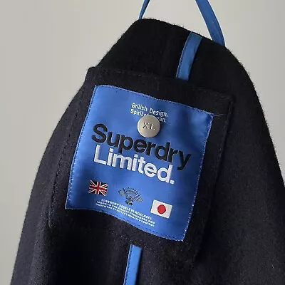 Superdry Limited Wool Coat Navy Blue Classic Sailor Style Size XL Japan British • $79