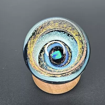 Contemporary Art Glass Marble 1.66  Sparkly Dichroic Vortex Opal Handmade MIB • $149.99