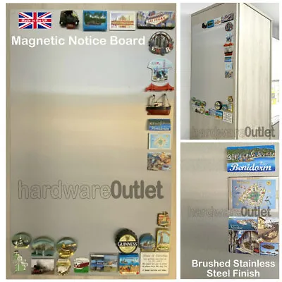 Brushed Stainless Steel Magnetic NOTICE BOARD - 8 Sizes Available Made In The UK • £9.80