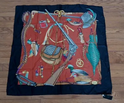 Authentic Vtg Gucci Ducks & Hunting Gear Silk Scarf 33”x33  NWT Ref631 • $99.99