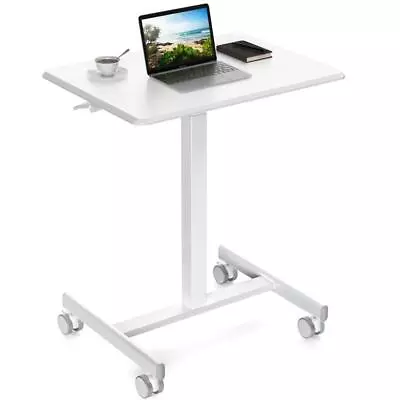 Small Mobile Rolling Standing Desk - Overbed Table Teacher Podium With Wheels • $44.39