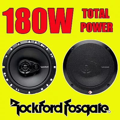 ROCKFORD FOSGATE 3WAY 6.5 INCH 16.5cm CAR DOOR/SHELF COAXIAL SPEAKERS 180W TOTAL • £64.99