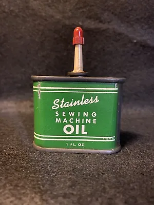 Stainless Sewing Machine Oil Oiler Advertising Auto Tin Can Vintage 1 Ounce Oz • $55