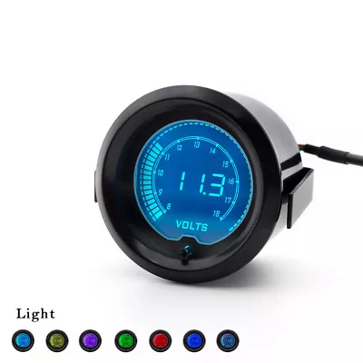 2  52mm Universal Car EVO LCD Adjustable 7 Colors Digital Volt Gauge Meter • $22.45