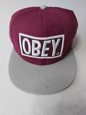 Obey Hat Snapback Cap Red With Grey Bill. BURGUNDY - VGC • $19.99