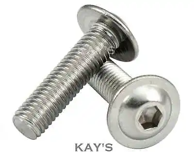 M4 (4mmØ) FLANGED BUTTON HEAD SCREWS ALLEN KEY SOCKET BOLTS A2 STAINLESS STEEL • £3.19