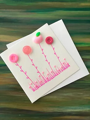 £2.99 • Buy Original Hand Painted Buttons Card Happy Birthday Mum Daughter Sister Friend