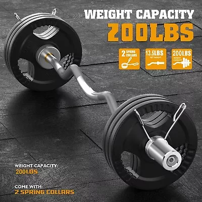 47'' Home Gym Olympic Straight/Curl Bar Barbell Weight Set-Fitness Equipment Bar • $63.99