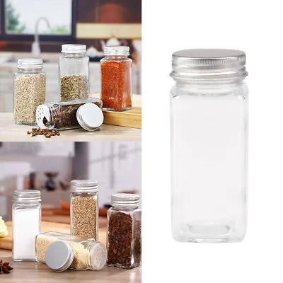 24/12X Empty Glass Spice Jars Shaker Lid Airtight Salt Container Kitchen Storage • £8.94