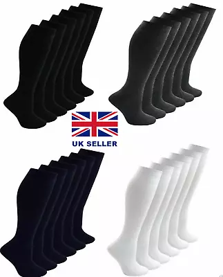 £3.49 • Buy 1,3, 6 Pair Ladies Girls Long Knee High Plain Cotton Uniform Socks All Sizes 