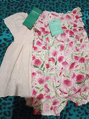  Baby Girl Short  Dresses Muslin 6-9 Months Bundle • £5