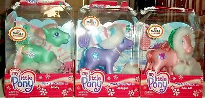 My Little Pony Target Exclusive 3 Pack Christmas Minty Sno-glo Toboggan 2005!! • $175