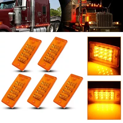 5x Amber 12led Top Clearance Cab Marker Light W/reflector For Freightliner/volvo • $24.63