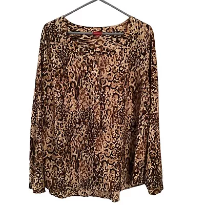 Merona Womens Size XXL Leopard Print Long Sleeve Blouse Top • $15.95