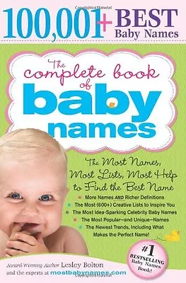 The Complete Book Of Baby Names By Lesley Bolton • £3.48