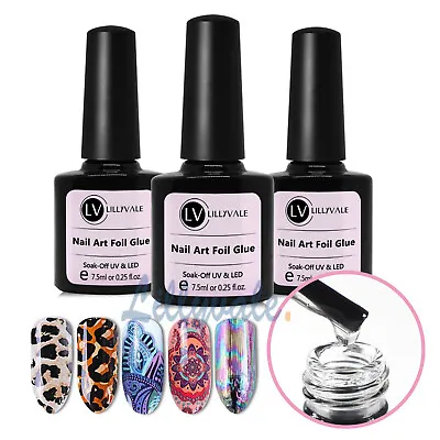 Nail Foils Glue Nail Art Transfer Foil Tips Decal Paper Sticker UV Lamp Required • £3.89