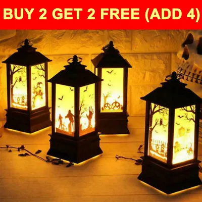 Halloween Lantern Witch Castle Pumpkin Lamp Candle Light Party Props Decoration • £0.99