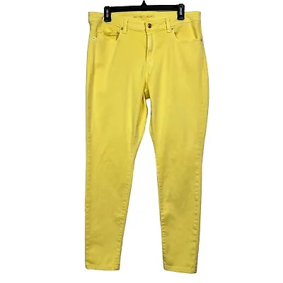 Michael Kors Izzy Skinny Women’s Yellow Jeans Sz 12 Stretch Pockets Flaws/stains • $17.99