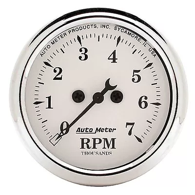 AutoMeter Old Tyme White 2 1/16in Tach 7000 RPM Elec. - 1694 • $200.99