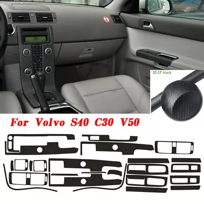 For Volvo S40 C30 V50 3D Carbon Fiber Black Pattern Interior DIY Trim Decals • $33.80